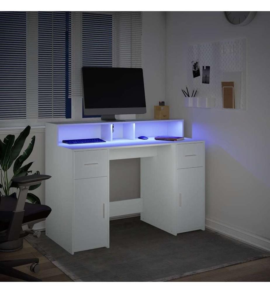 LED-Schreibtisch Weiss 120x55x91 cm Holzwerkstoff