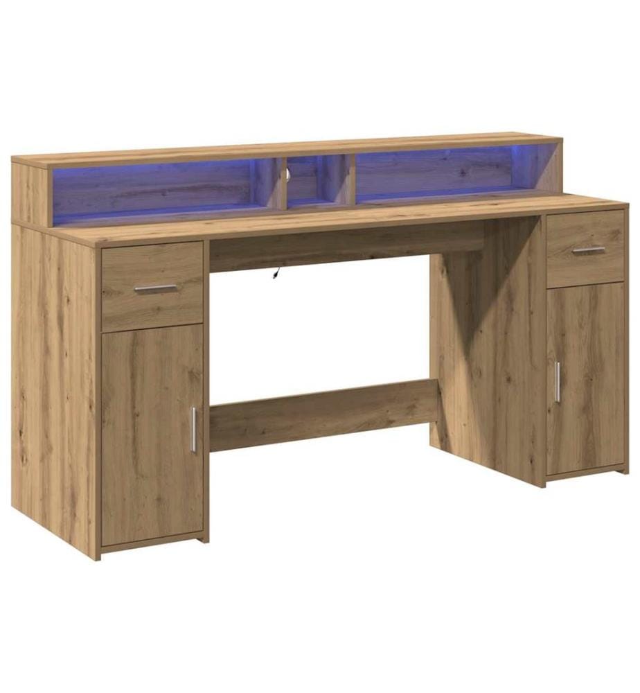 LED-Schreibtisch Artisan-Eiche 160x55x91 Holzwerkstoff