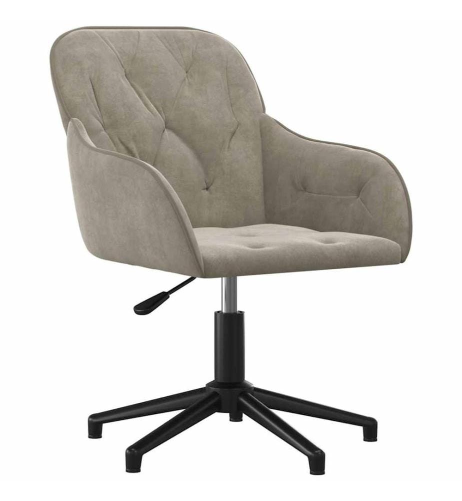 Chaise pivotante de bureau Gris clair Velours