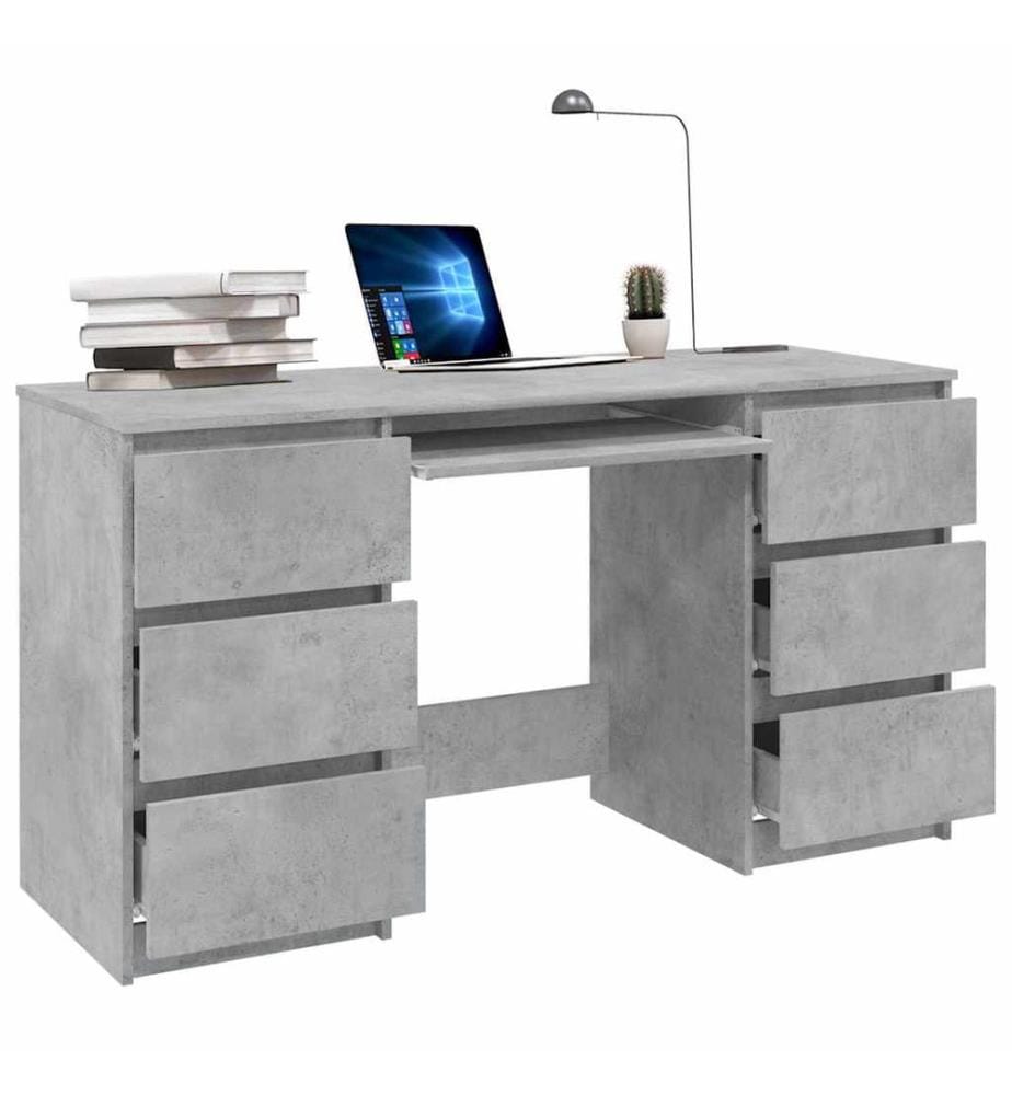 Schreibtisch Betongrau 140x50x77 cm Holzwerkstoff