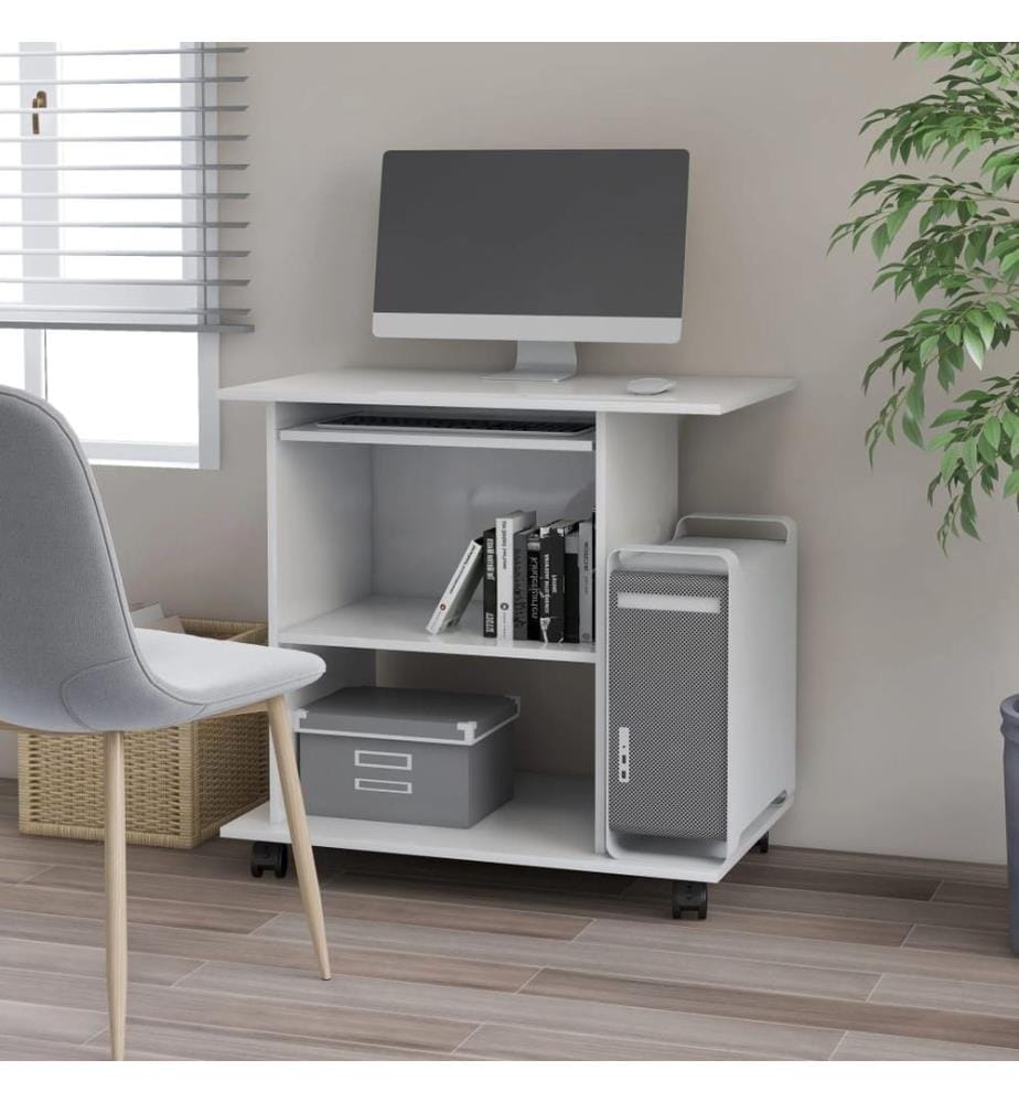 Bureau d'ordinateur Blanc 80x50x75 cm Bois d'ingénierie