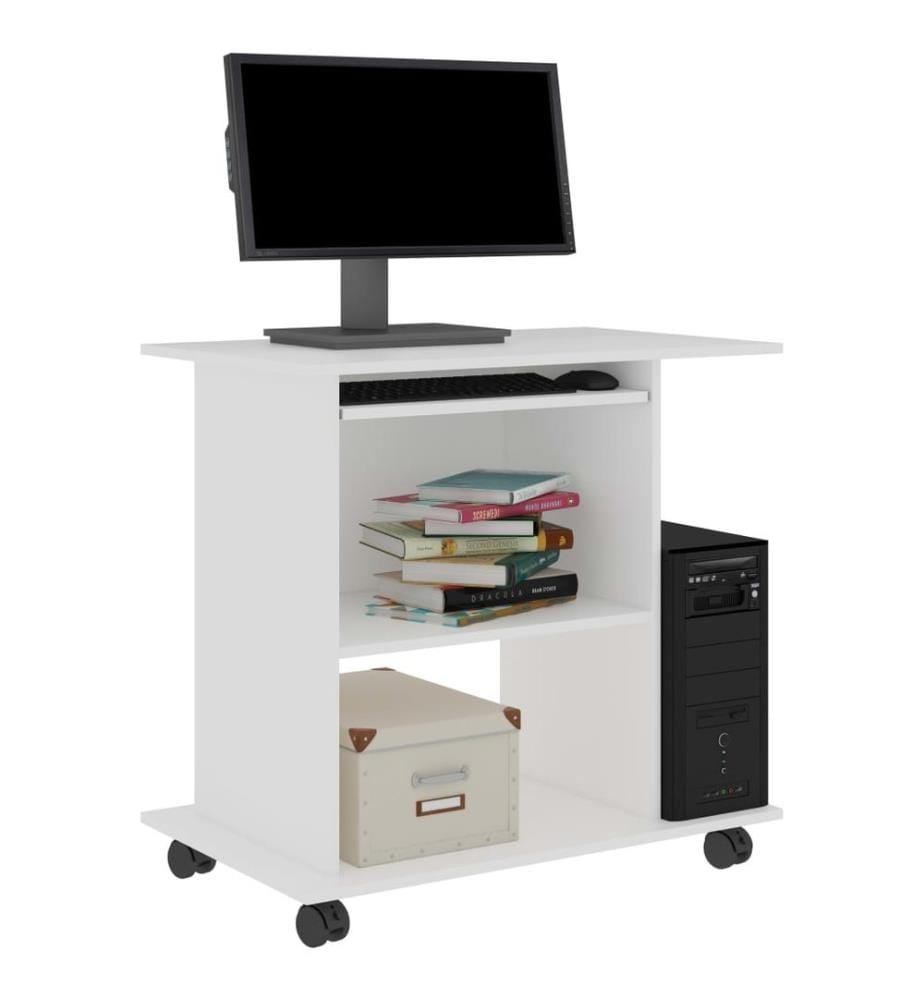 Bureau d'ordinateur Blanc 80x50x75 cm Bois d'ingénierie