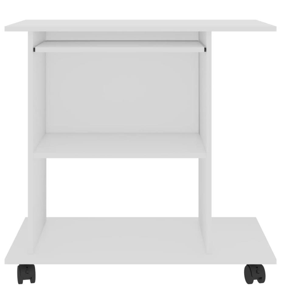 Bureau d'ordinateur Blanc 80x50x75 cm Bois d'ingénierie