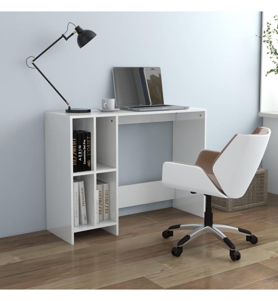 Computertisch Hochglanz-Weiss 102,5x35x75 cm Holzwerkstoff