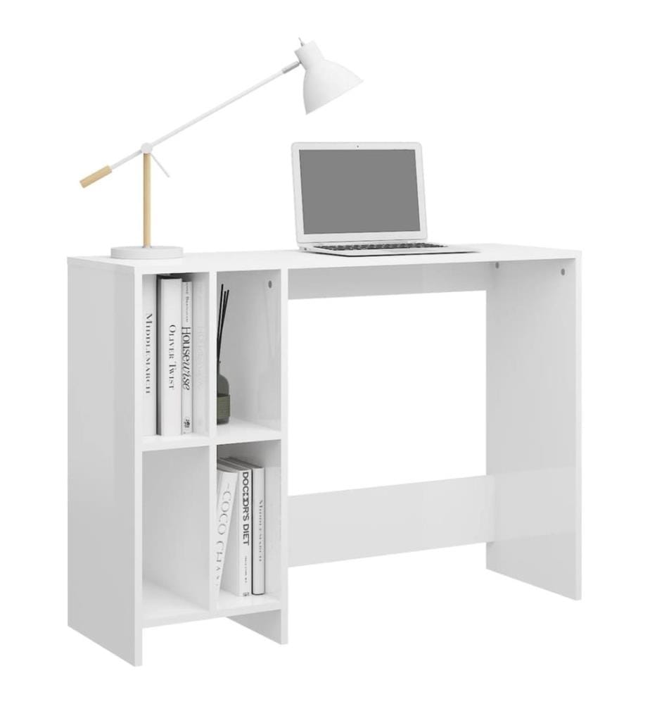 Computertisch Hochglanz-Weiss 102,5x35x75 cm Holzwerkstoff
