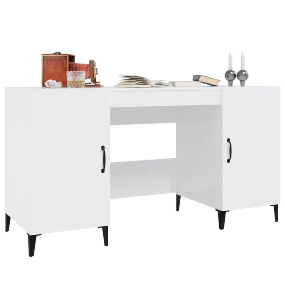Schreibtisch Hochglanz-Weiss 140x50x75 cm Holzwerkstoff