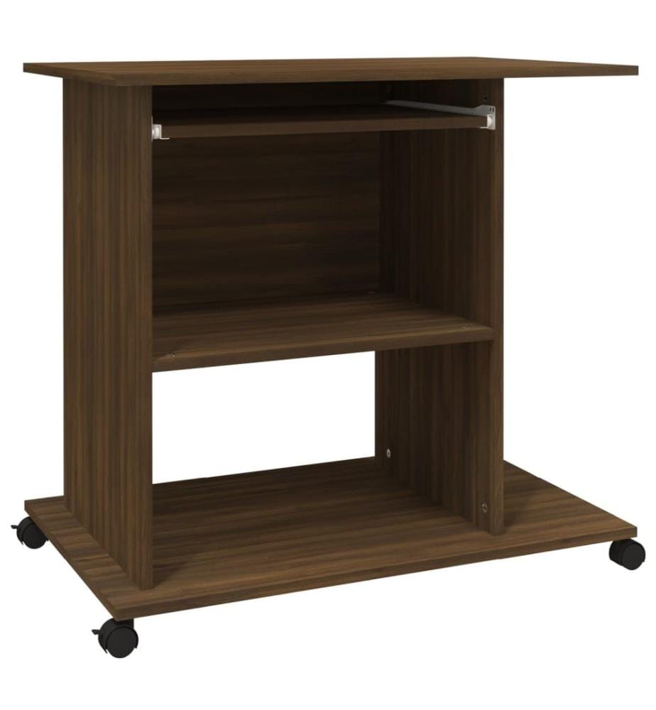 Bureau d'ordinateur Chêne marron 80x50x75 cm Bois d'ingénierie