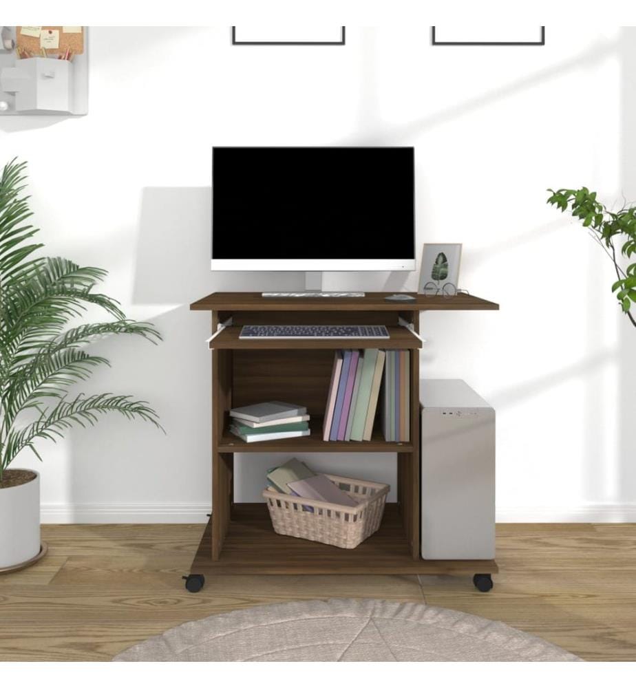 Bureau d'ordinateur Chêne marron 80x50x75 cm Bois d'ingénierie