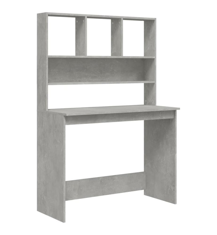 Schreibtisch mit Regal Betongrau 102x45x148 cm Holzwerkstoff