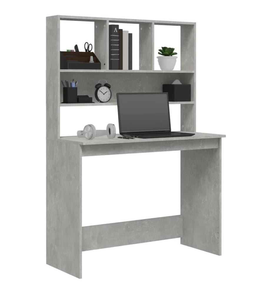 Schreibtisch mit Regal Betongrau 102x45x148 cm Holzwerkstoff