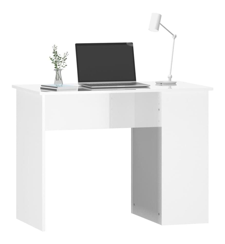 Schreibtisch Hochglanz-Weiss 100x55x75 cm Holzwerkstoff
