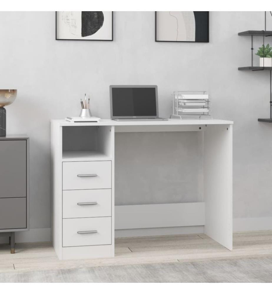 Schreibtisch mit Schubladen Weiss 102x50x76 cm Holzwerkstoff