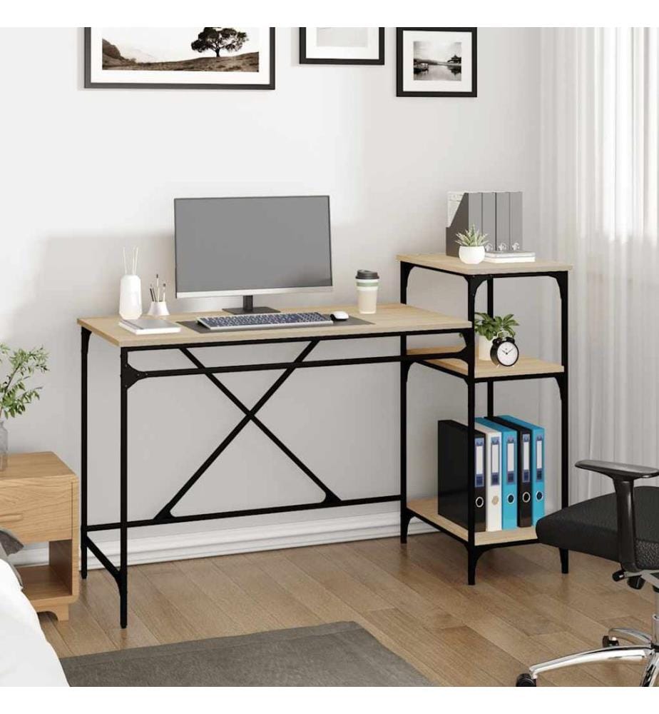 Schreibtisch mit Regal Sonoma-Eiche 135x50x90 cm Holzwerkstoff