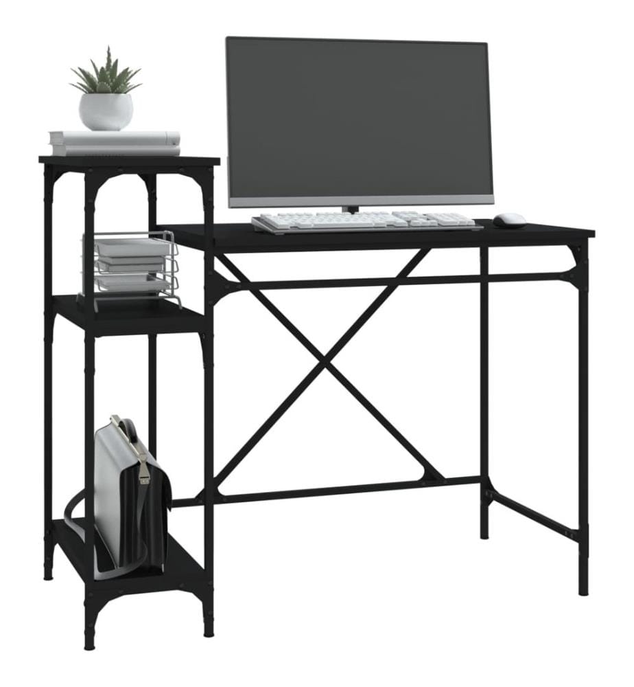 Schreibtisch mit Regal Schwarz 105x50x90cm Holzwerkstoff Eisen