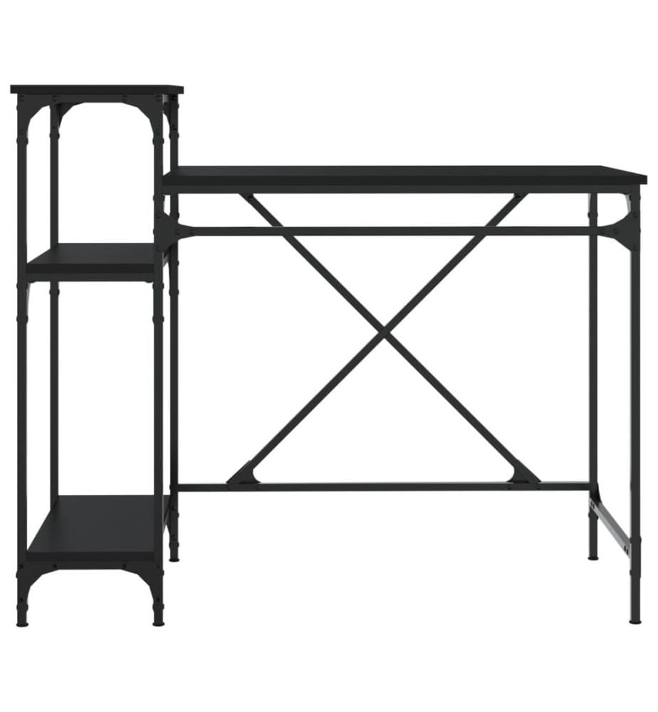 Schreibtisch mit Regal Schwarz 105x50x90cm Holzwerkstoff Eisen