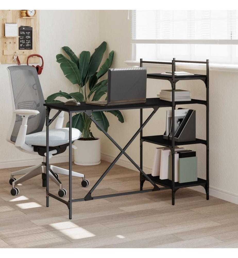 Computertisch mit Regal Schwarz 120x47x109 cm