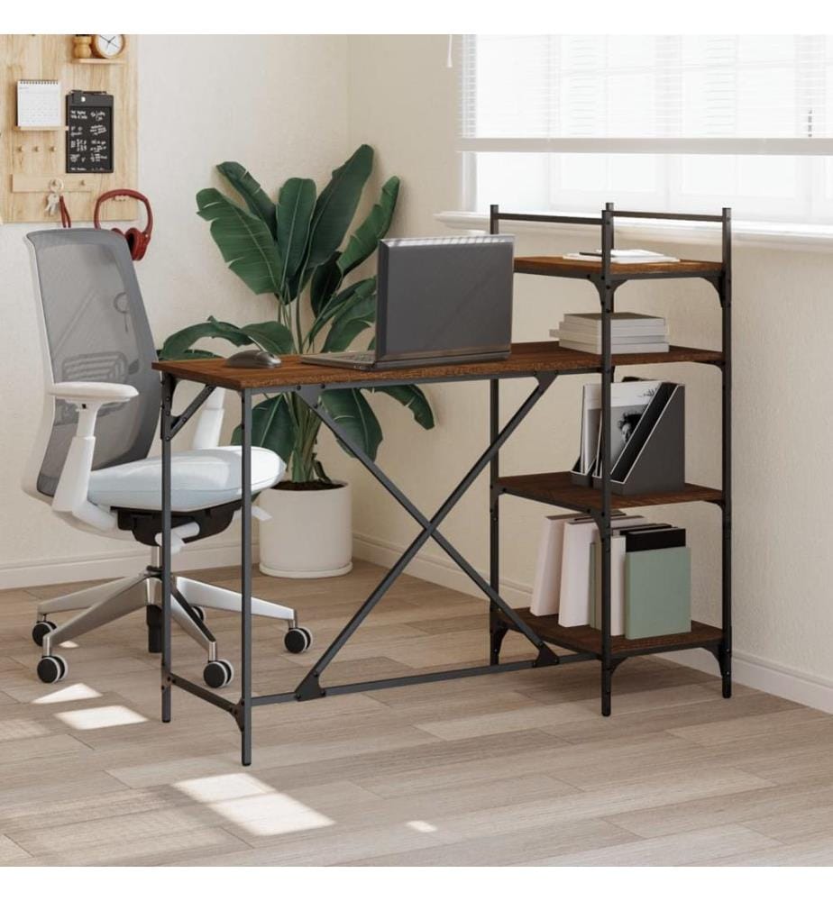 Computertisch mit Regal Braun Eiche-Optik 120x47x109 cm