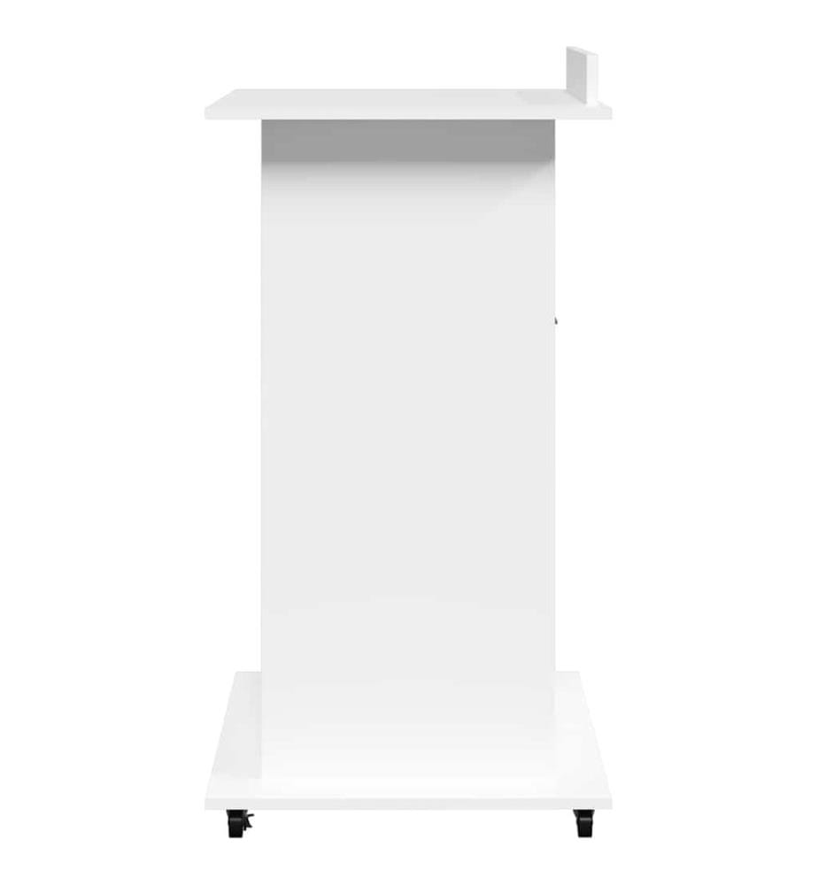 Rednerpult mit Rollen & Schublade Weiss 55x55x107 cm