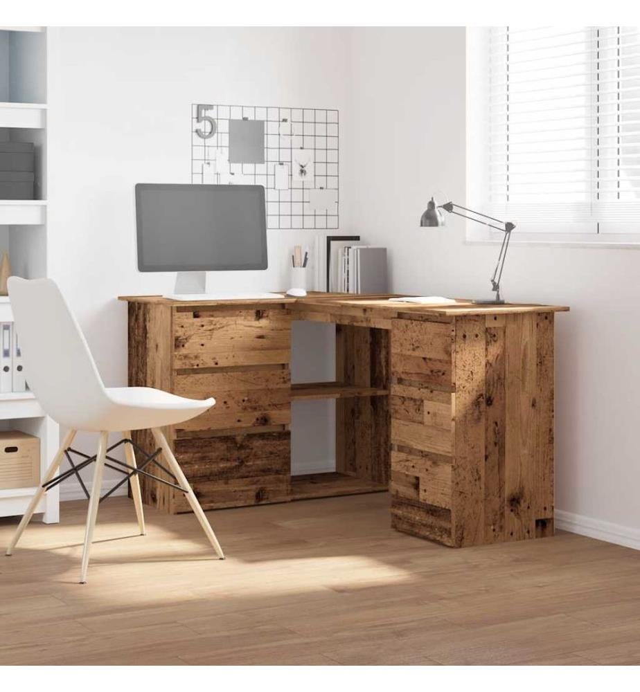 Eckschreibtisch Altholz-Optik 145x100x76 cm Holzwerkstoff