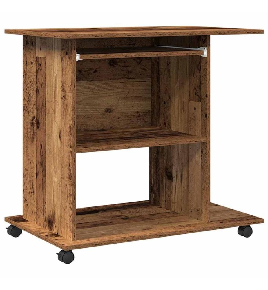 Bureau d'ordinateur vieux bois 80x50x75 cm bois d'ingénierie