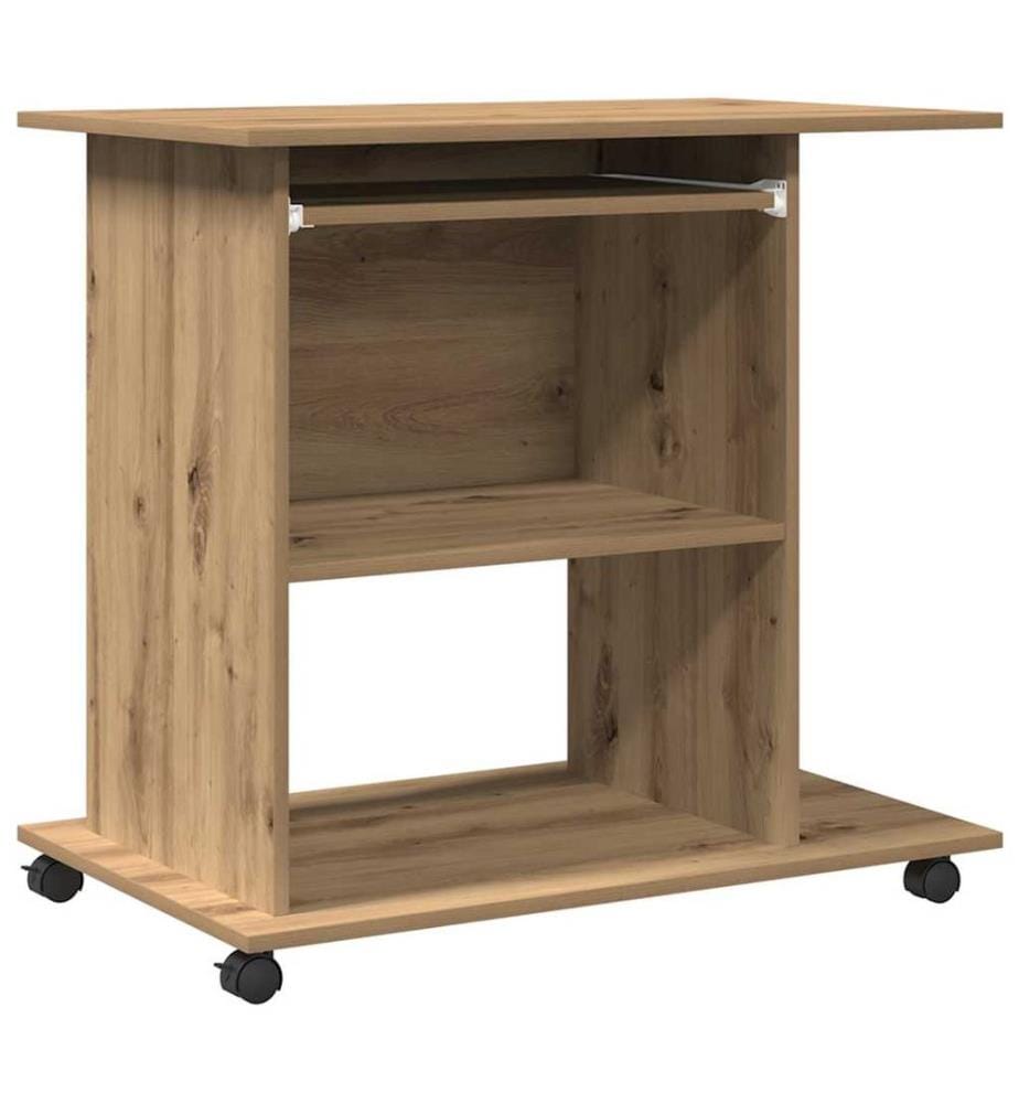 Bureau d'ordinateur chêne artisanal 80x50x75 cm bois ingénierie