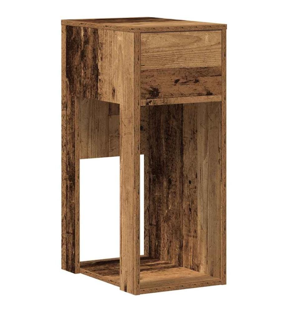 Support de tour d'ordinateur avec tiroir vieux bois 30x44x74 cm