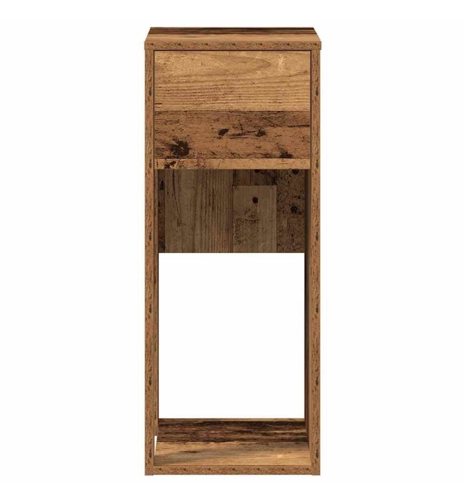 Support de tour d'ordinateur avec tiroir vieux bois 30x44x74 cm