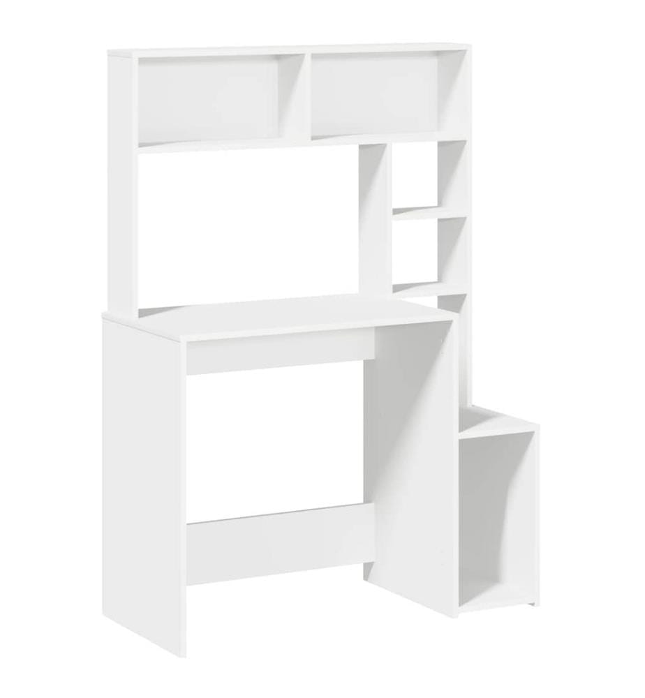 Schreibtisch mit Regal Weiss 100x45x140 cm Holzwerkstoff