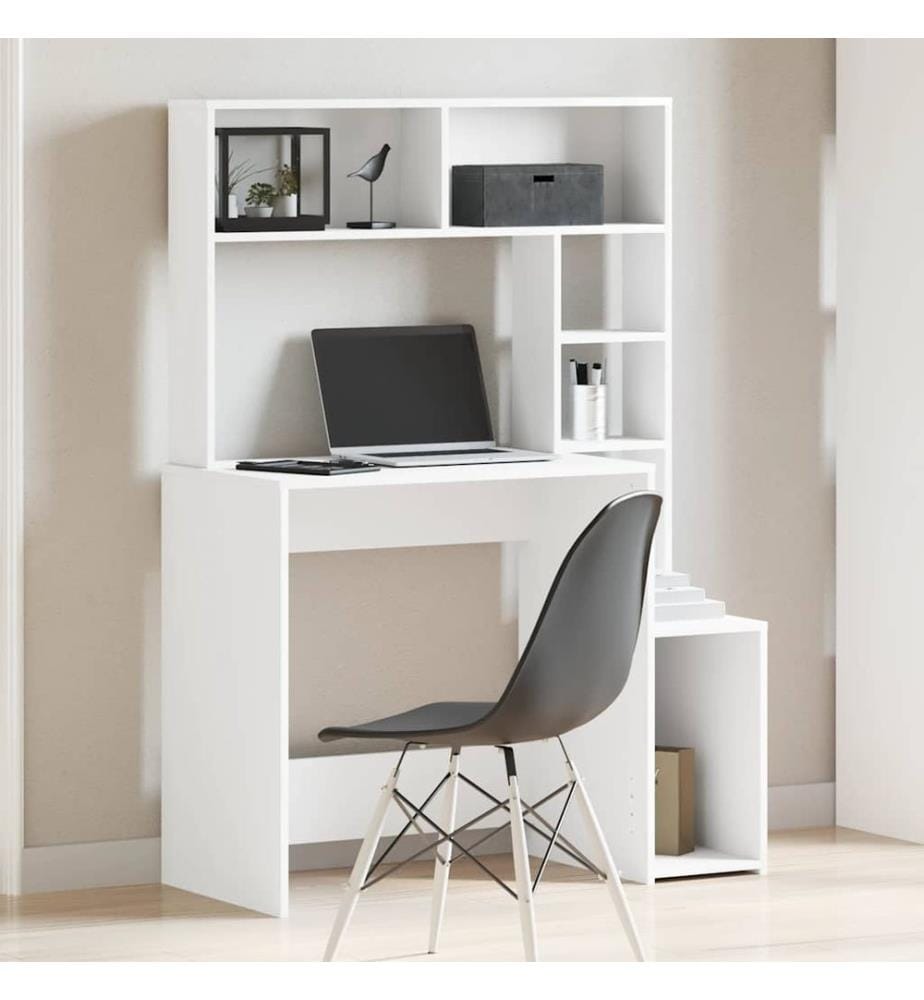 Schreibtisch mit Regal Weiss 100x45x140 cm Holzwerkstoff