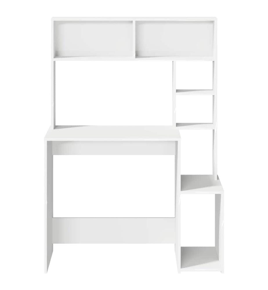 Schreibtisch mit Regal Weiss 100x45x140 cm Holzwerkstoff
