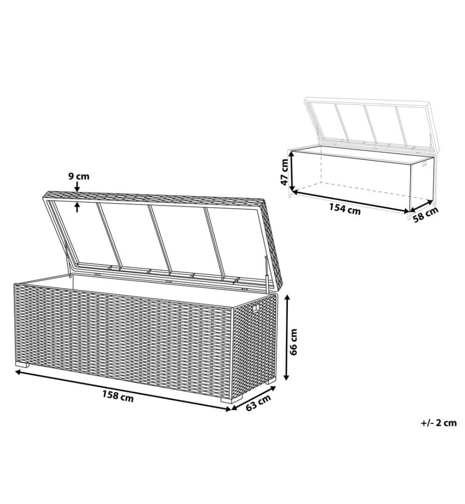 Aufbewahrungsbox MODENA 158 cm 63 cm Grau