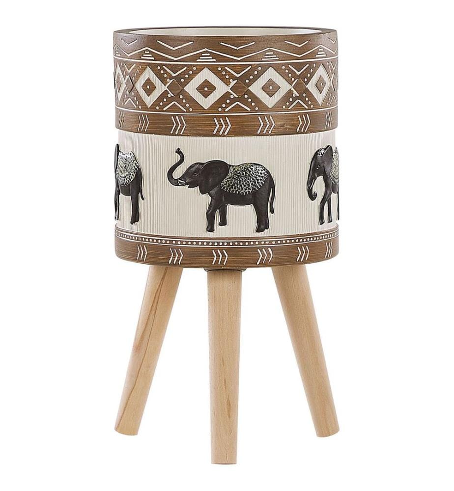 Cache-pot sur pied ACHILIO 30 cm Marron foncé