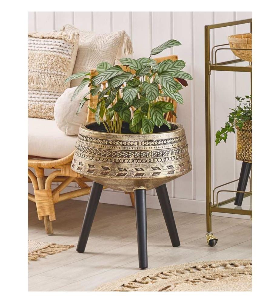 Cache-pot sur pied VARDIANI 50 cm Doré