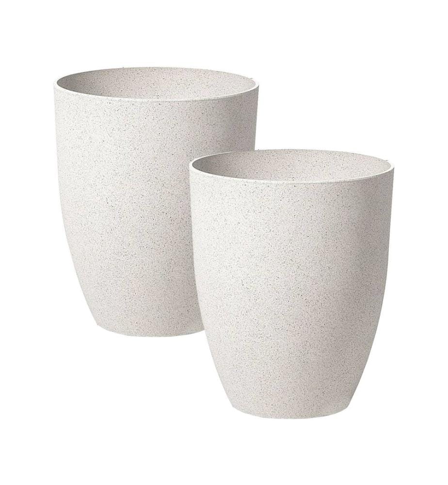 Set mit 2 Blumentöpfen CROTON 35 cm Cremeweiss