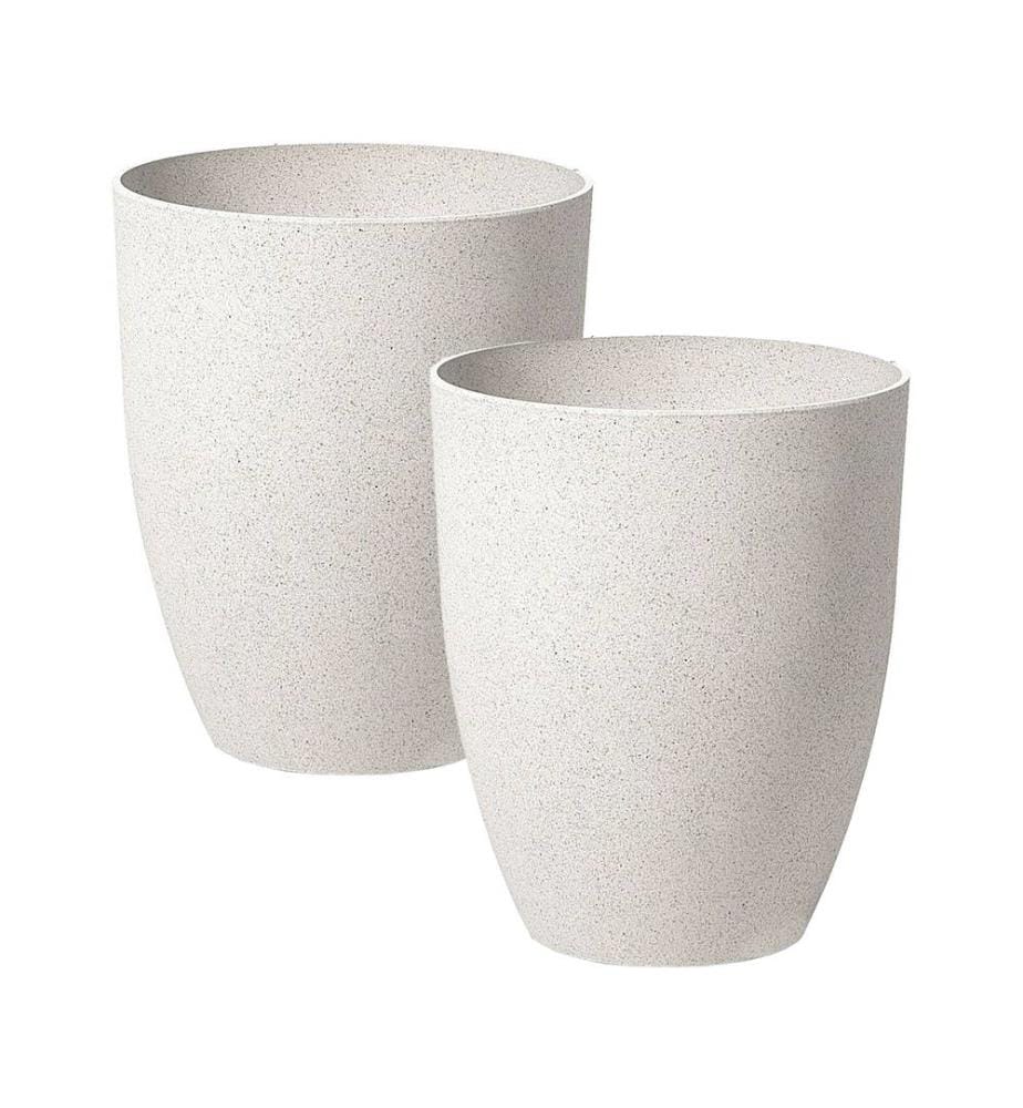 Set mit 2 Blumentöpfen CROTON 43 cm Cremeweiss