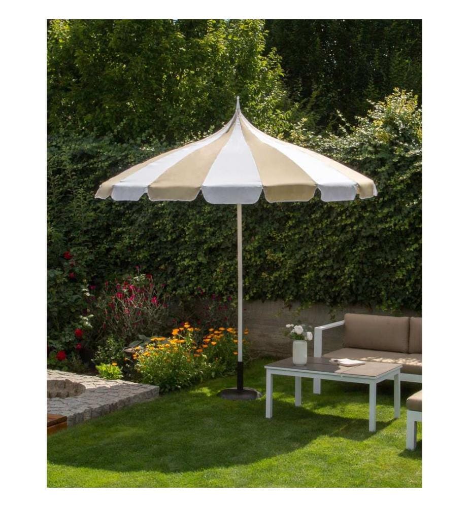 Parasol de jardin 245 cm MINOA Blanc/beige