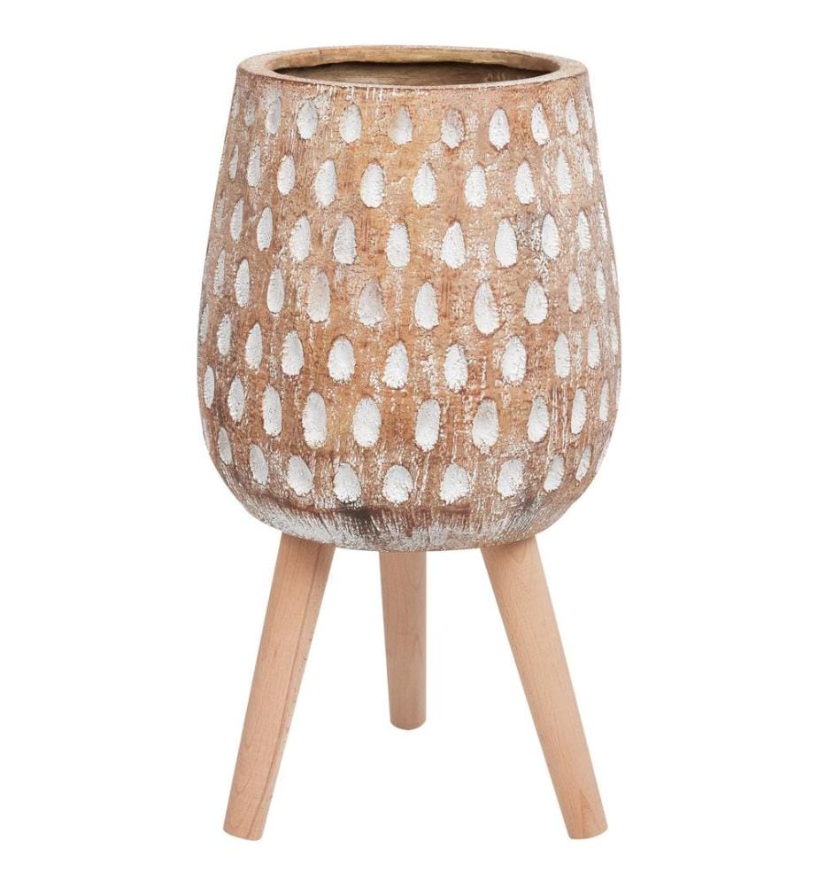 Cache-pot sur pied ASCLEPIAS 27 cm Marron clair