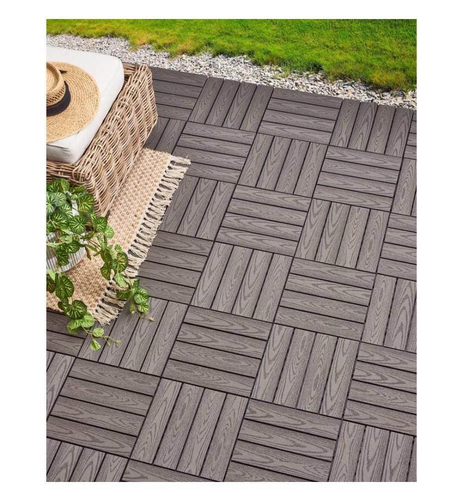 Terrassenfliesen ATESSA Holz- Plastik- Verbundstoffe (WPC) Grau
