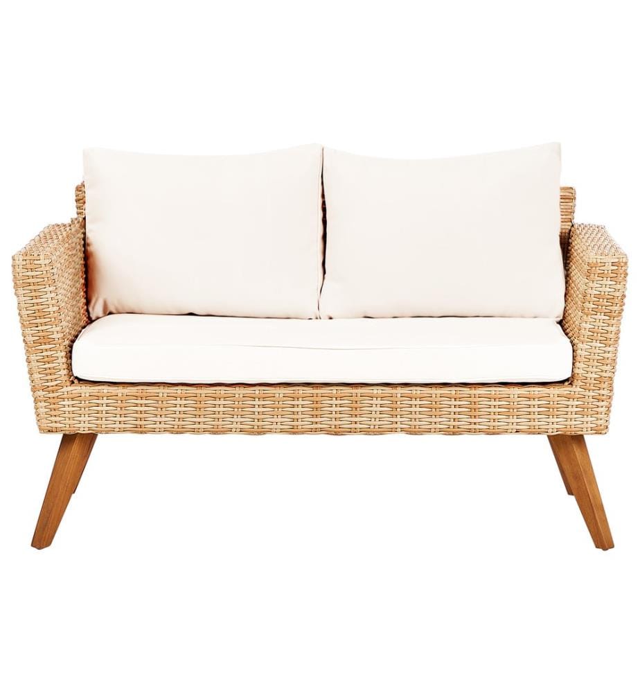 Lounge Set mit Tisch 4-Sitzer VITTORIA Cremeweiss Polyrattan