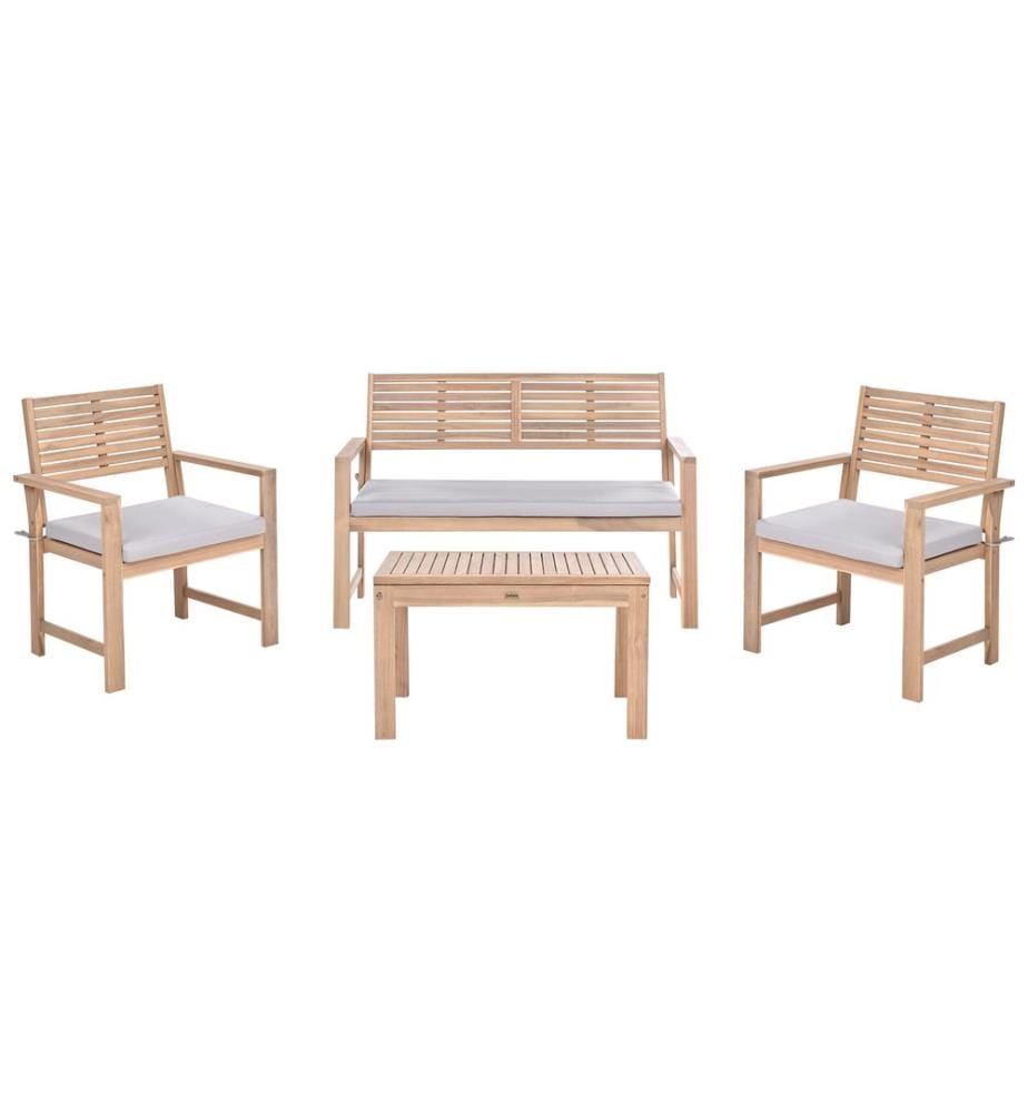Ensemble de salon de jardin avec table 4 places FIAMES Gris Bois d'acacia certifié