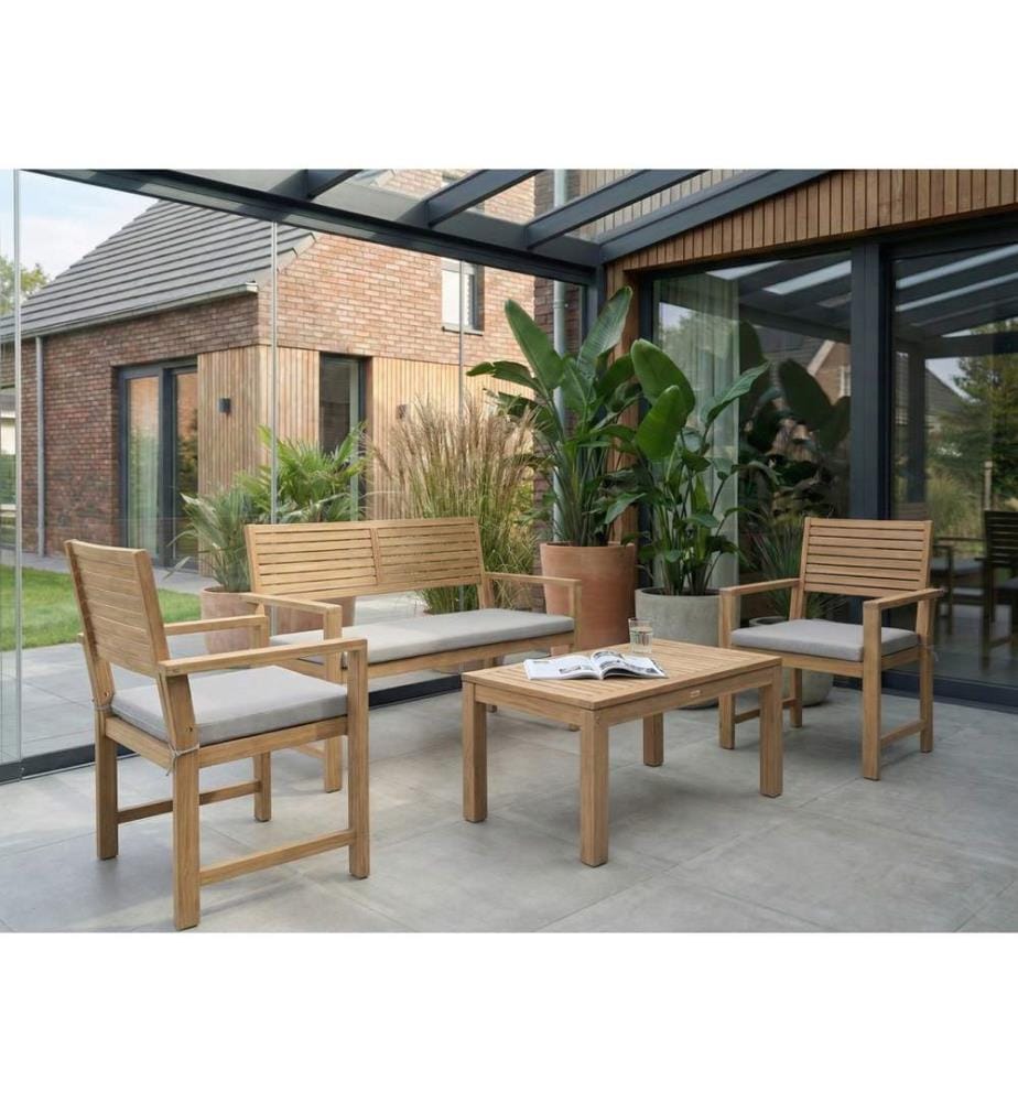 Ensemble de salon de jardin avec table 4 places FIAMES Gris Bois d'acacia certifié
