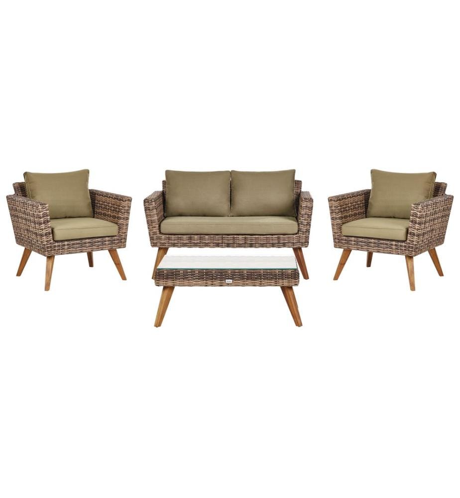 Lounge Set mit Tisch 4-Sitzer VITTORIA Olivgrün Polyrattan
