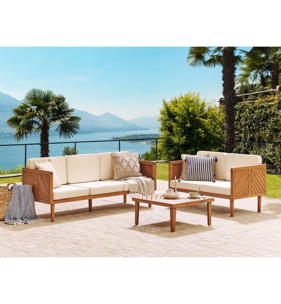 Lounge Set mit Tisch 5-Sitzer BARATTI Braun Akazienholz