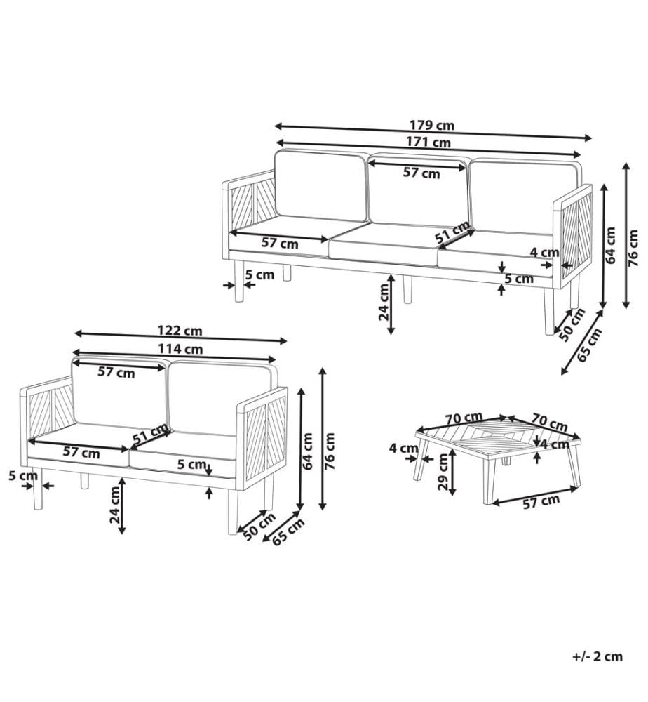 Lounge Set mit Tisch 5-Sitzer BARATTI Braun Akazienholz