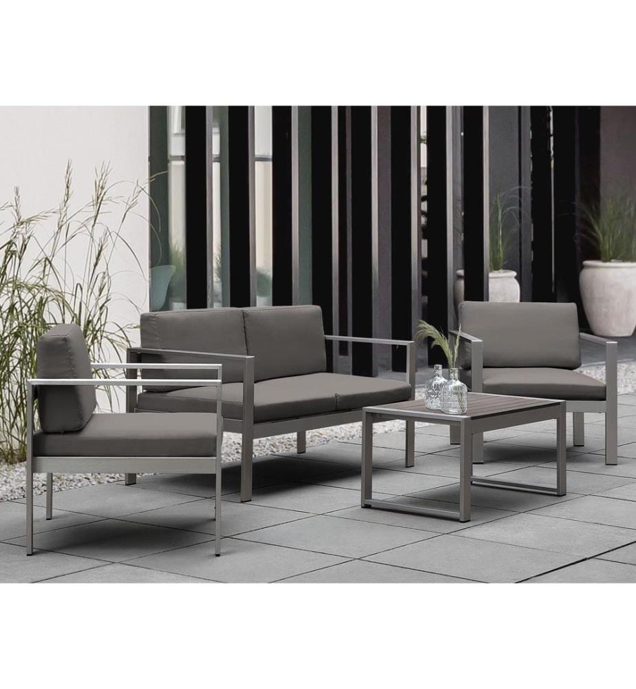 Lounge Set mit Tisch 4-Sitzer SALERNO Dunkelgrau Metall
