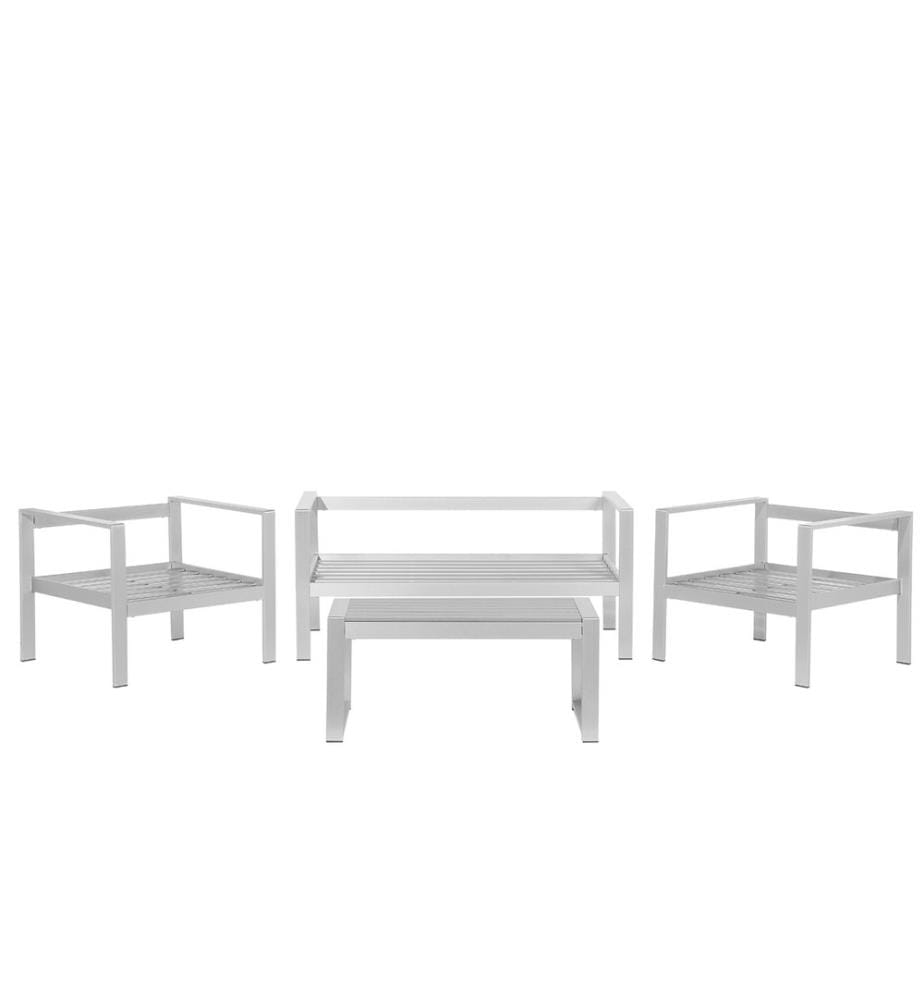 Lounge Set mit Tisch 4-Sitzer SALERNO Dunkelgrau Metall