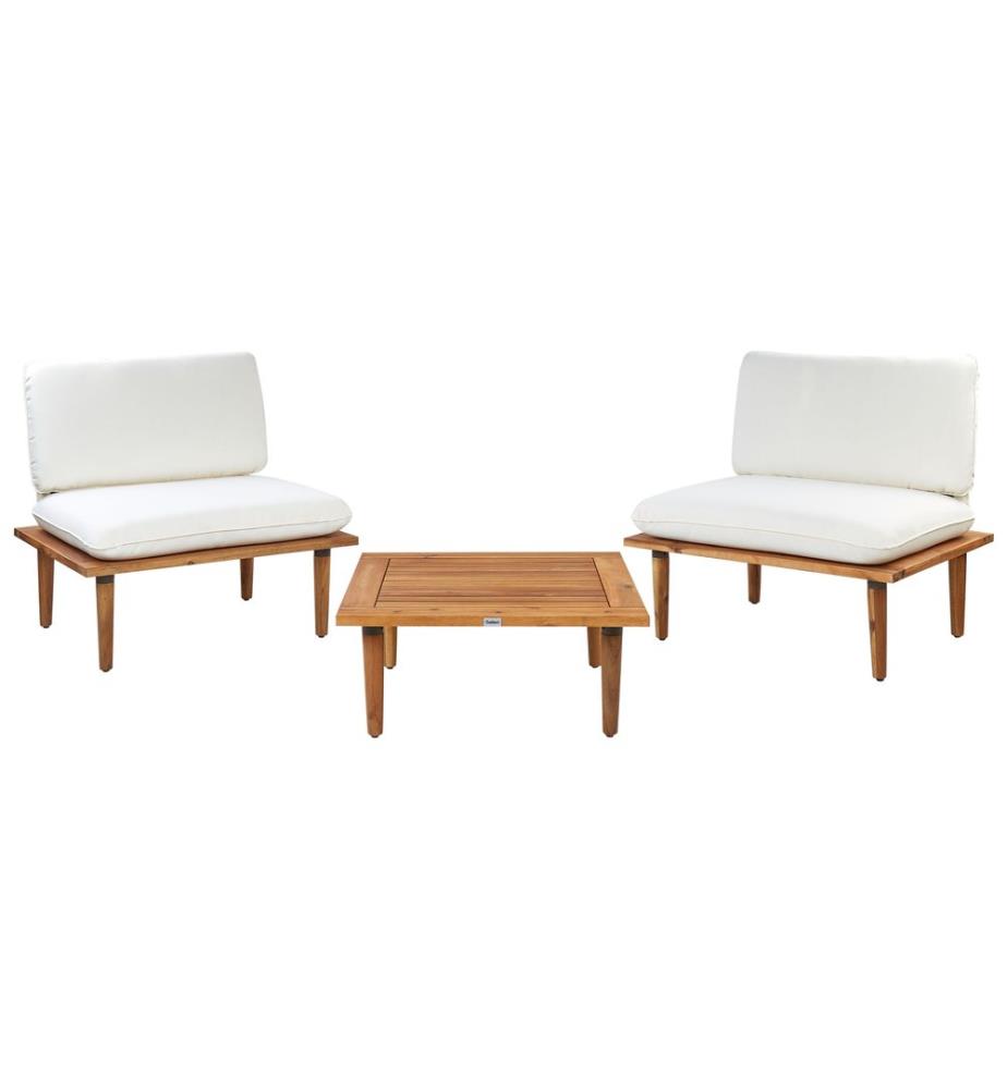 Lounge Set mit Tisch 2-Sitzer FRASCATI Cremeweiss zertifiziertes Akazienholz modular
