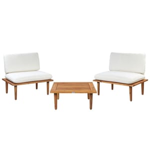 Lounge Set mit Tisch 2-Sitzer FRASCATI Cremeweiss zertifiziertes Akazienholz modular