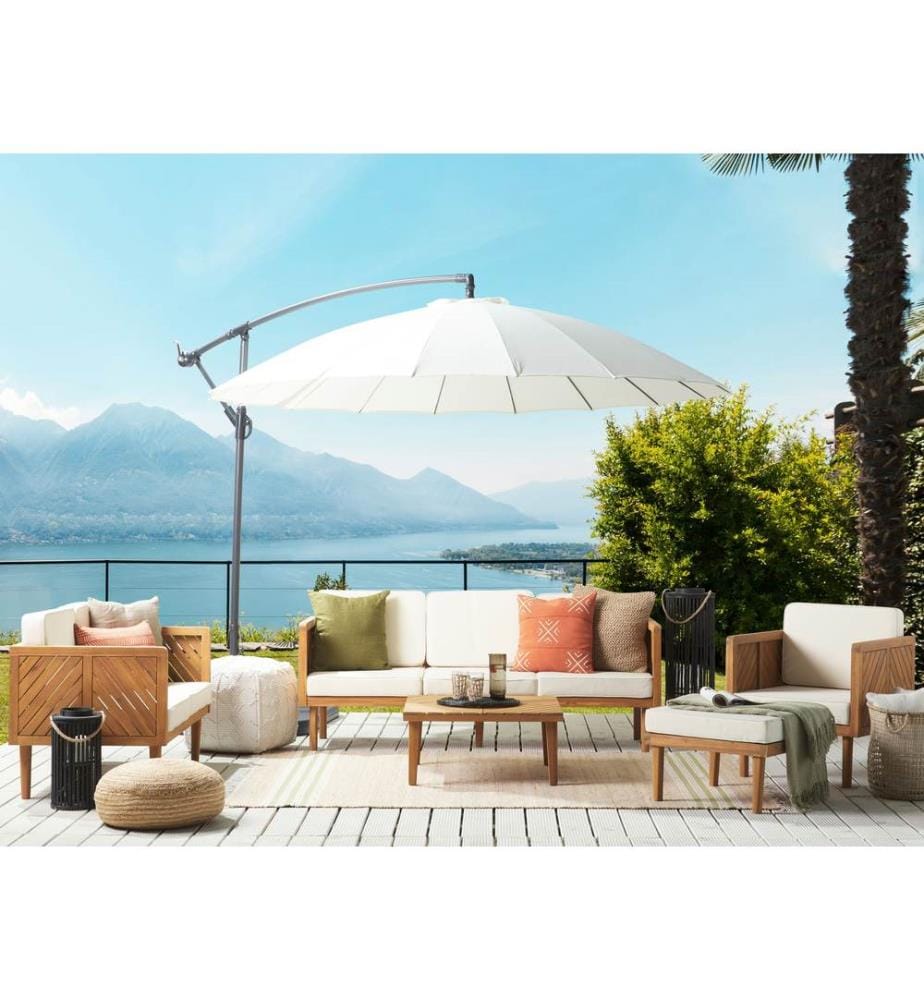Lounge Set mit Tisch und Ottomane 6-Sitzer BARATTI Braun Akazienholz