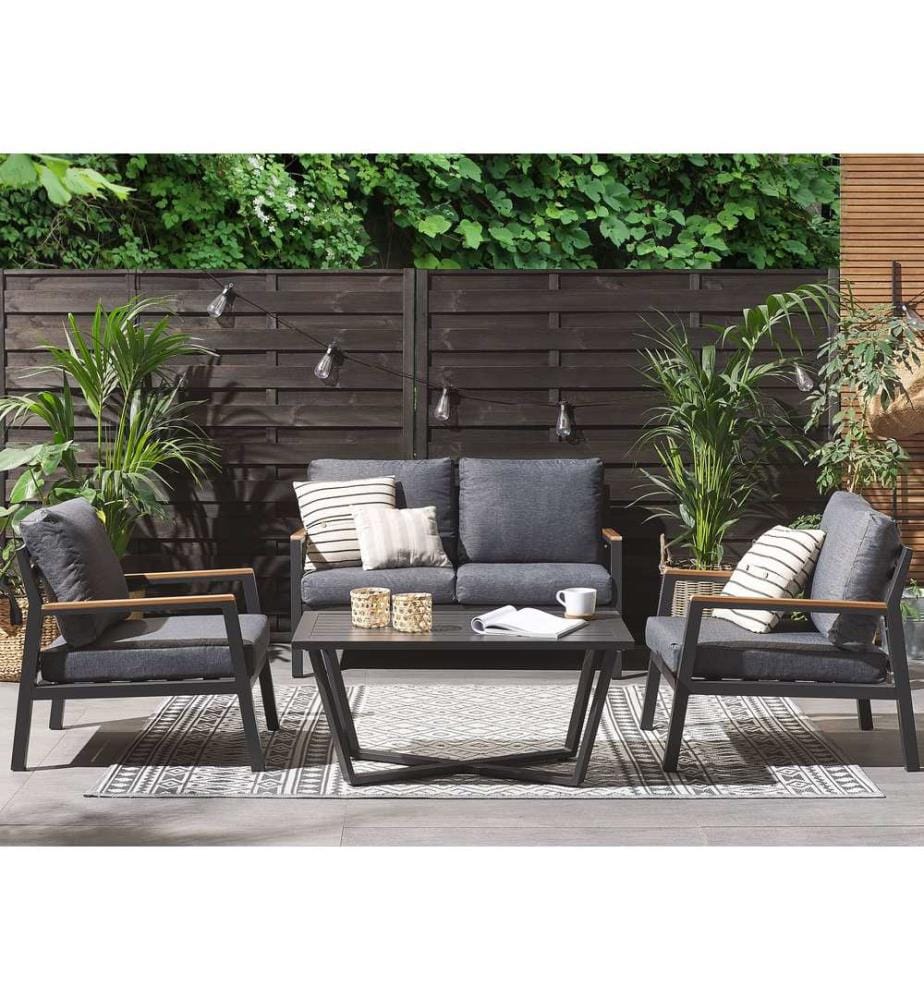 Lounge Set mit Tisch 4-Sitzer DELIA Grau Metall